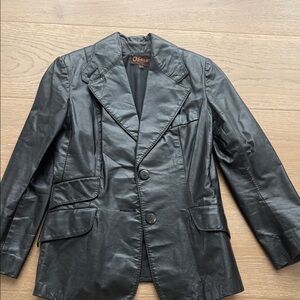Black Leather Blazer (Circa 1980 Vintage)